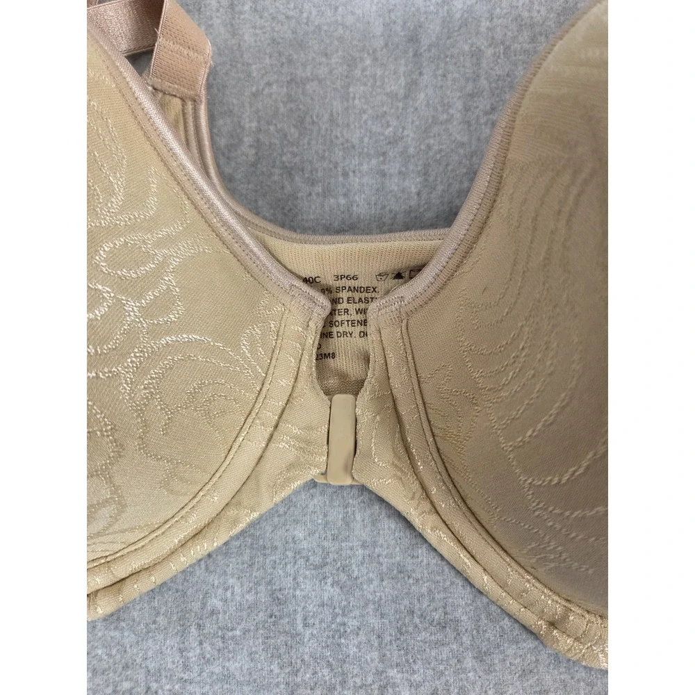Bali Cool Comfort Fabric Bra Swirl Pattern Beige 40C Seamless Smoothing NEW‎